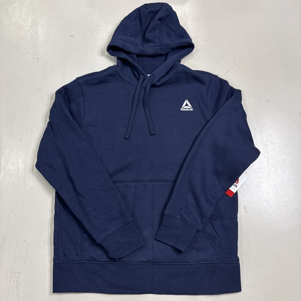 Reebok Men's Blue Pullover Long Sleeve Hooded Sweatshirt Hoodie: Medium NEW